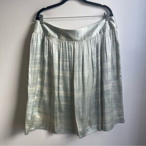 NWT Y2K Calvin Klein Silk Skirt Print Plus Pleated Knee Length Blue Cream 16
